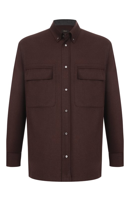 Рубашка из шерсти и шелка Zilli ZSSH02M024791001A Коричневый ZSSH02M024791001A