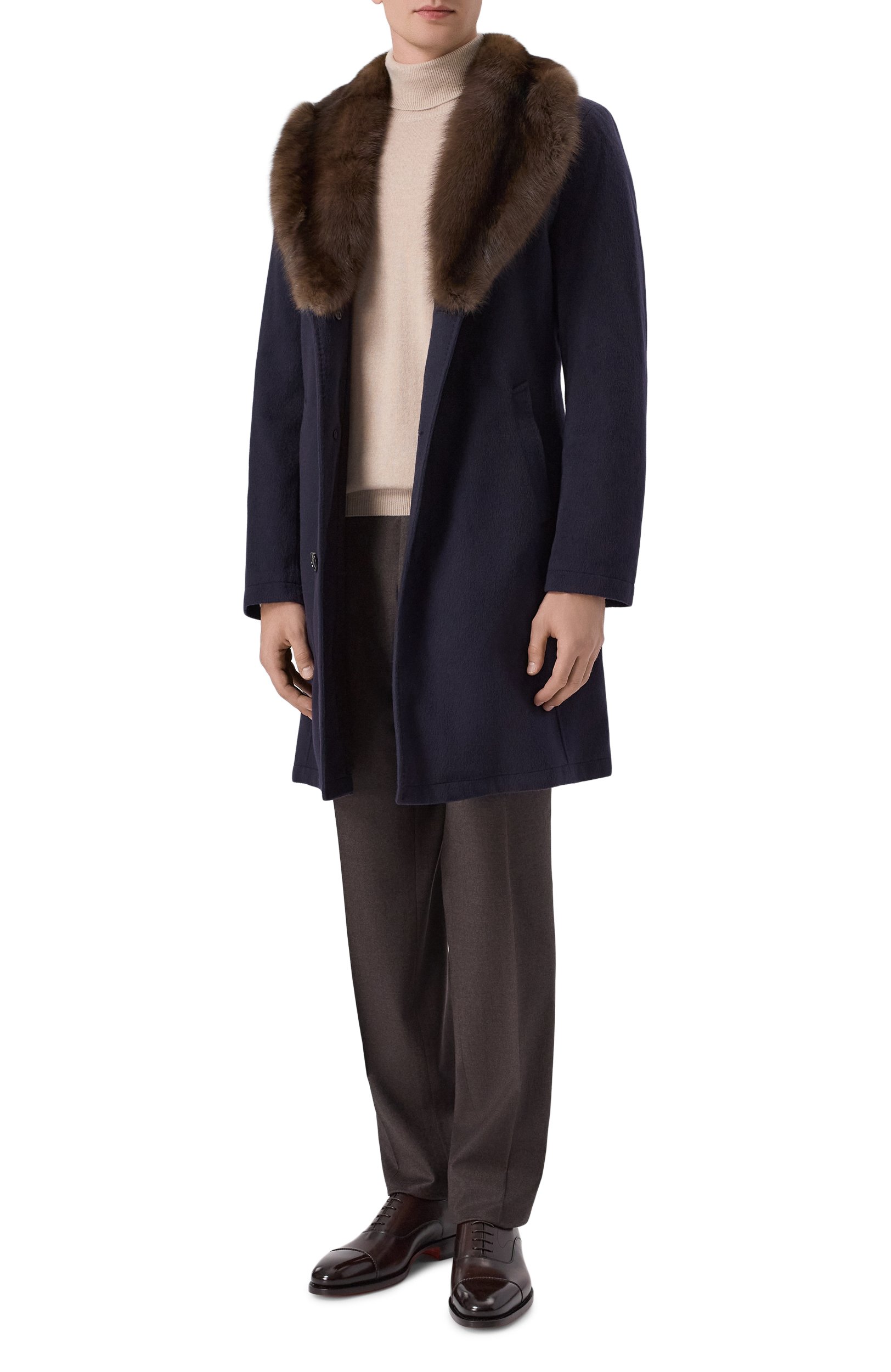 Кашемировое пальто с воротником из соболя KITON, арт. UW0618MV03S28, фото 2