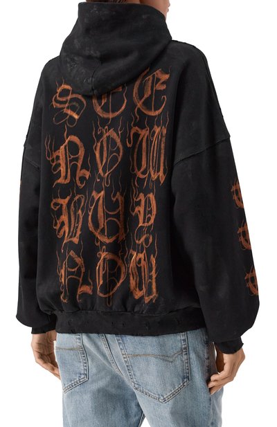 Хлопковое худи BALENCIAGA черного цвета по цене 104000 руб., арт. 739024TOVD8 1055, фото 4 Хлопковое худи BALENCIAGA, арт. 739024TOVD8 1055, фото 4