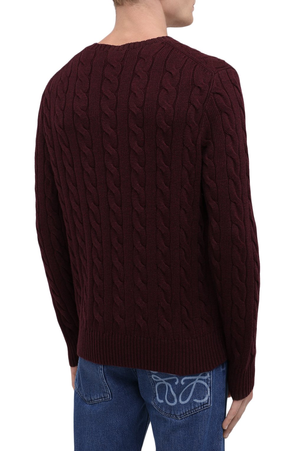Хлопковый свитер POLO RALPH LAUREN бордового цвета по цене 28400 руб., арт. 710775885, фото 4 Хлопковый свитер POLO RALPH LAUREN, арт. 710775885, фото 4