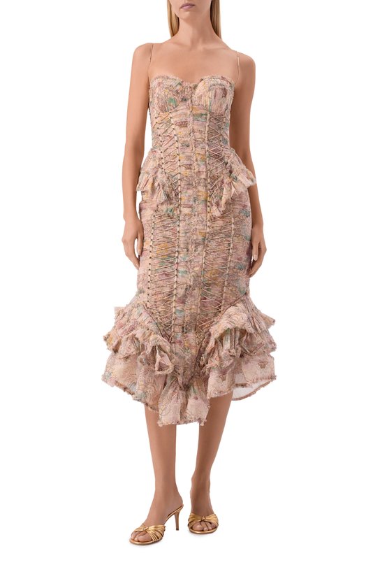 Шелковое платье Zimmermann 6494DC261 Розовый  6494DC261 Фото 2