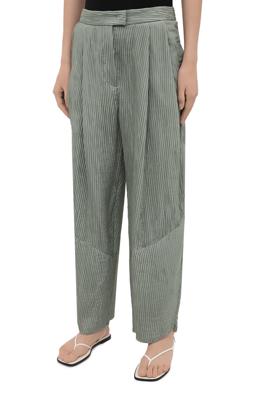 Шелковые брюки GIORGIO ARMANI светло-зеленого цвета по цене 131500 руб., арт. 1SHPP0G4/T029C, фото 3 Шелковые брюки GIORGIO ARMANI, арт. 1SHPP0G4/T029C, фото 3