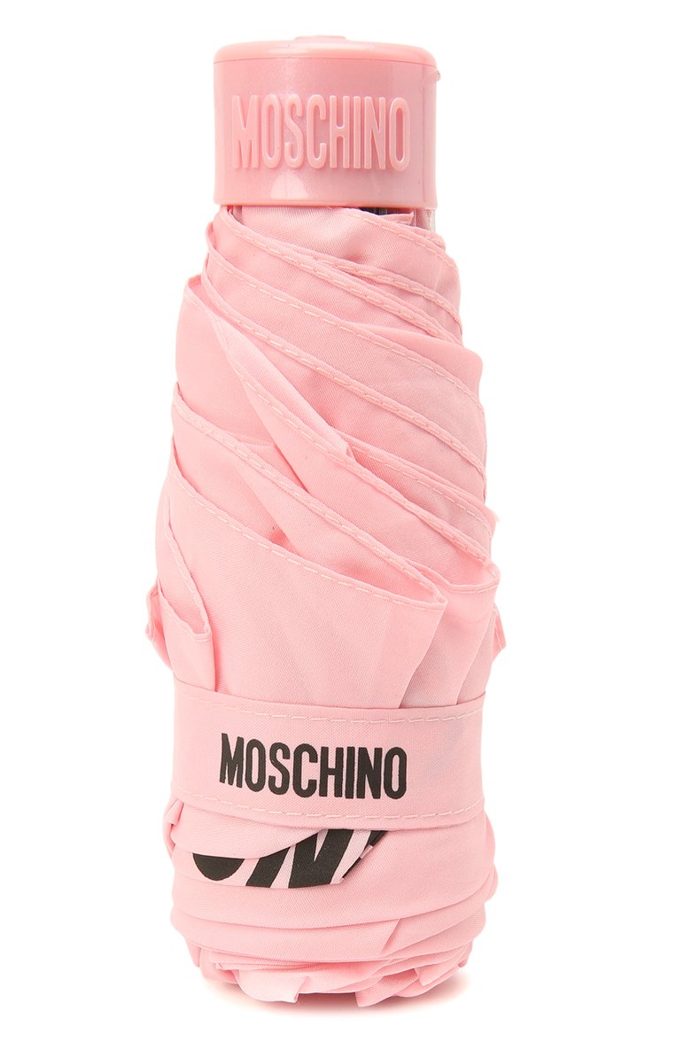 Женский складной зонт MOSCHINO светло-розового цвета, арт. 8042-SUPERMINI | Фото 4 (Материал: Текстиль, Металл, Синтетический материал; Материал сплава: Проставлено; Нос: Не проставлено)
