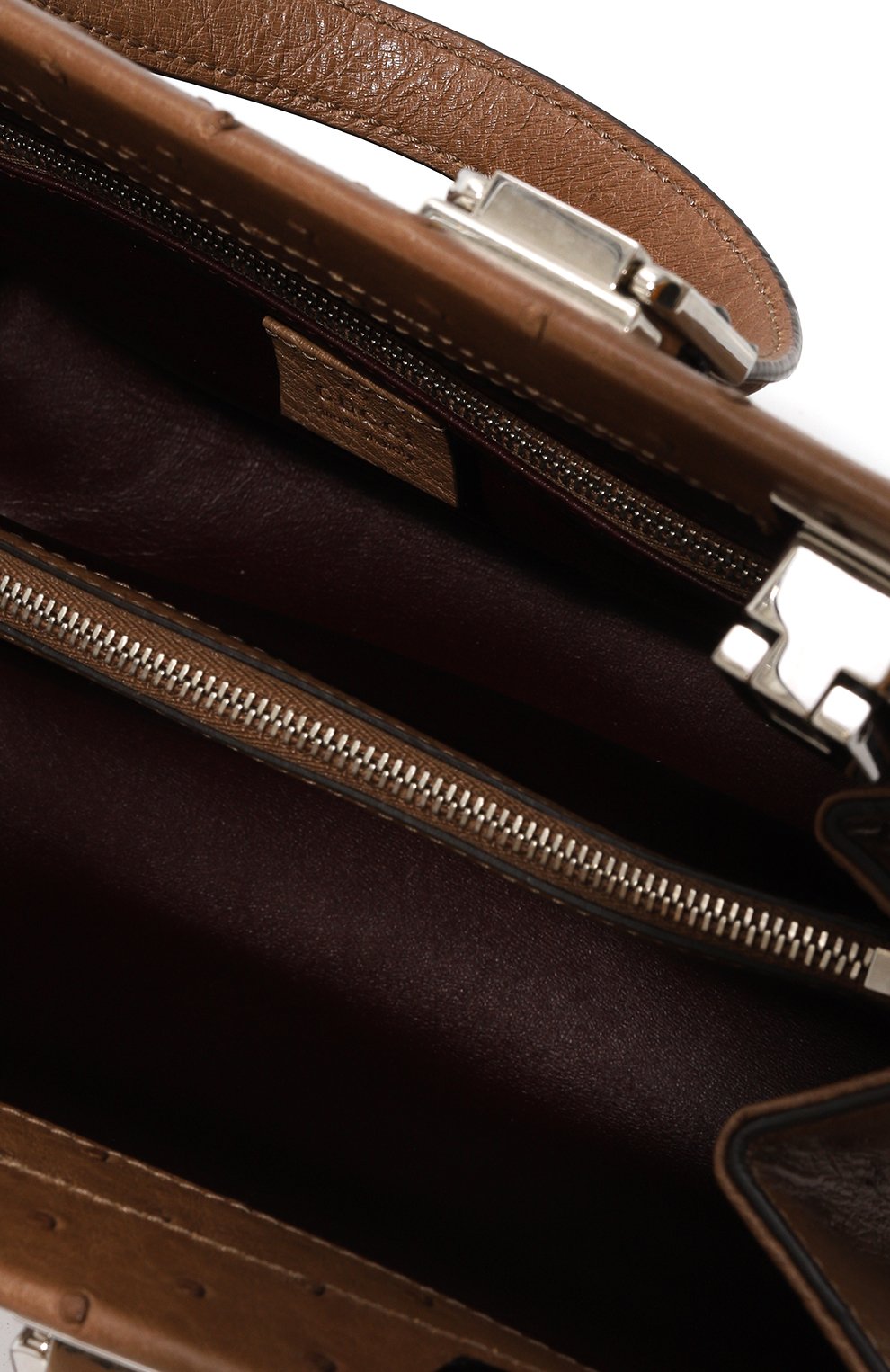 Сумка zumi medium из кожи страуса GUCCI коричневого цвета по цене 1296000 руб., арт. 564714 EY00X, фото 5 Сумка zumi medium из кожи страуса GUCCI, арт. 564714 EY00X, фото 5