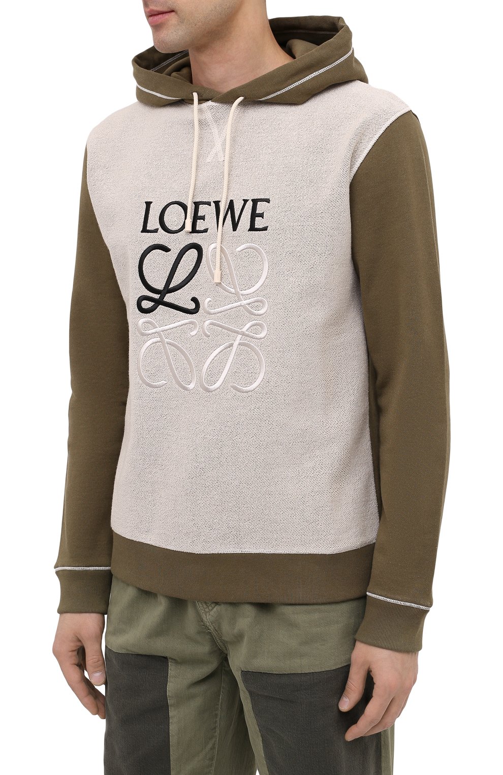 Хлопковое худи LOEWE хаки цвета по цене 61500 руб., арт. H526341X94, фото 3 Хлопковое худи LOEWE, арт. H526341X94, фото 3