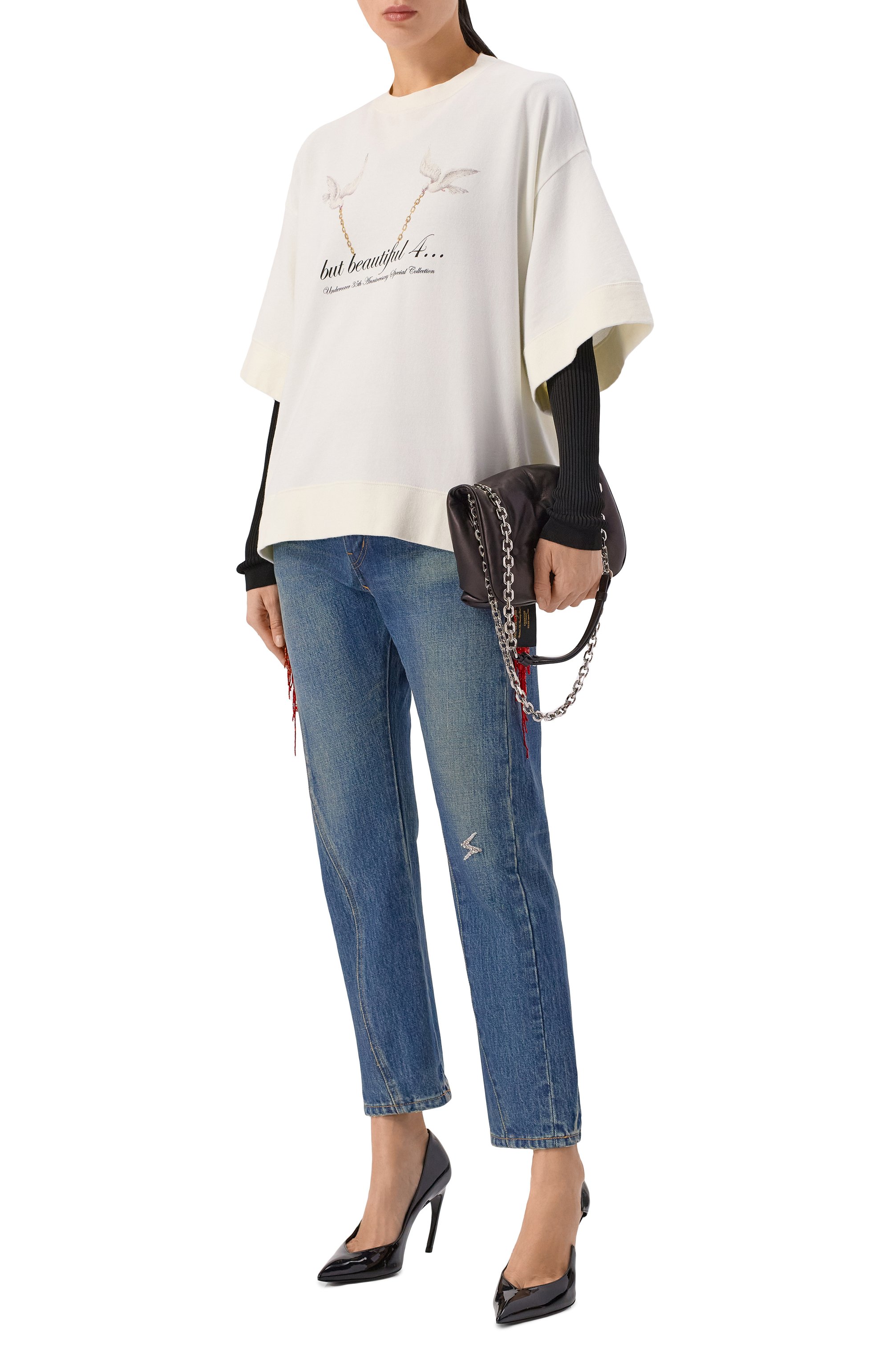 Хлопковый свитшот UNDERCOVER кремового цвета по цене 35050 руб., арт. UC2E1893-1, фото 2 Хлопковый свитшот UNDERCOVER, арт. UC2E1893-1, фото 2