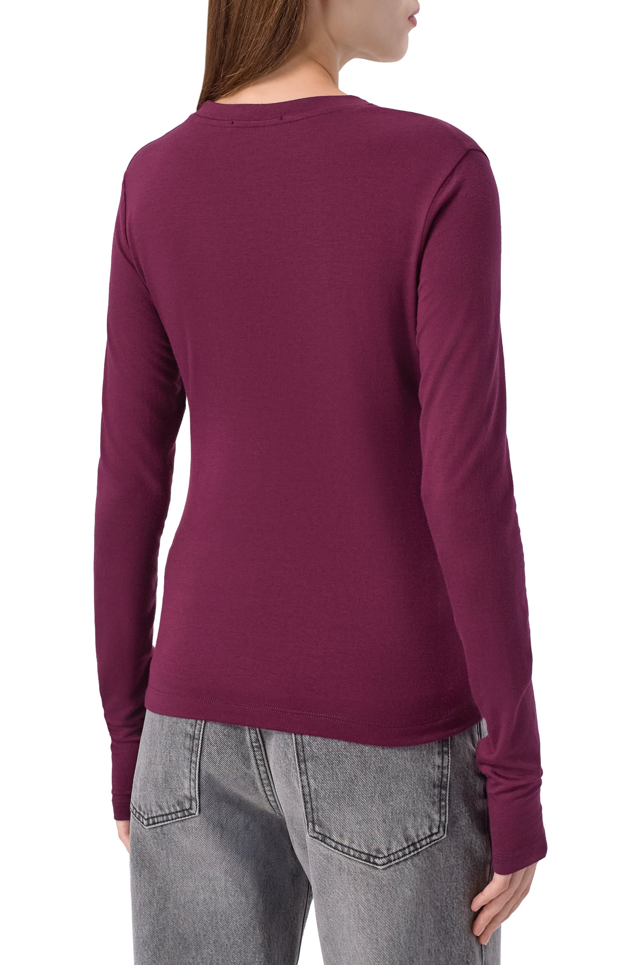 Лонгслив из вискозы HINNOMINATE фиолетового цвета по цене 7995 руб., арт. HMABW02030, фото 4 Лонгслив из вискозы HINNOMINATE, арт. HMABW02030, фото 4