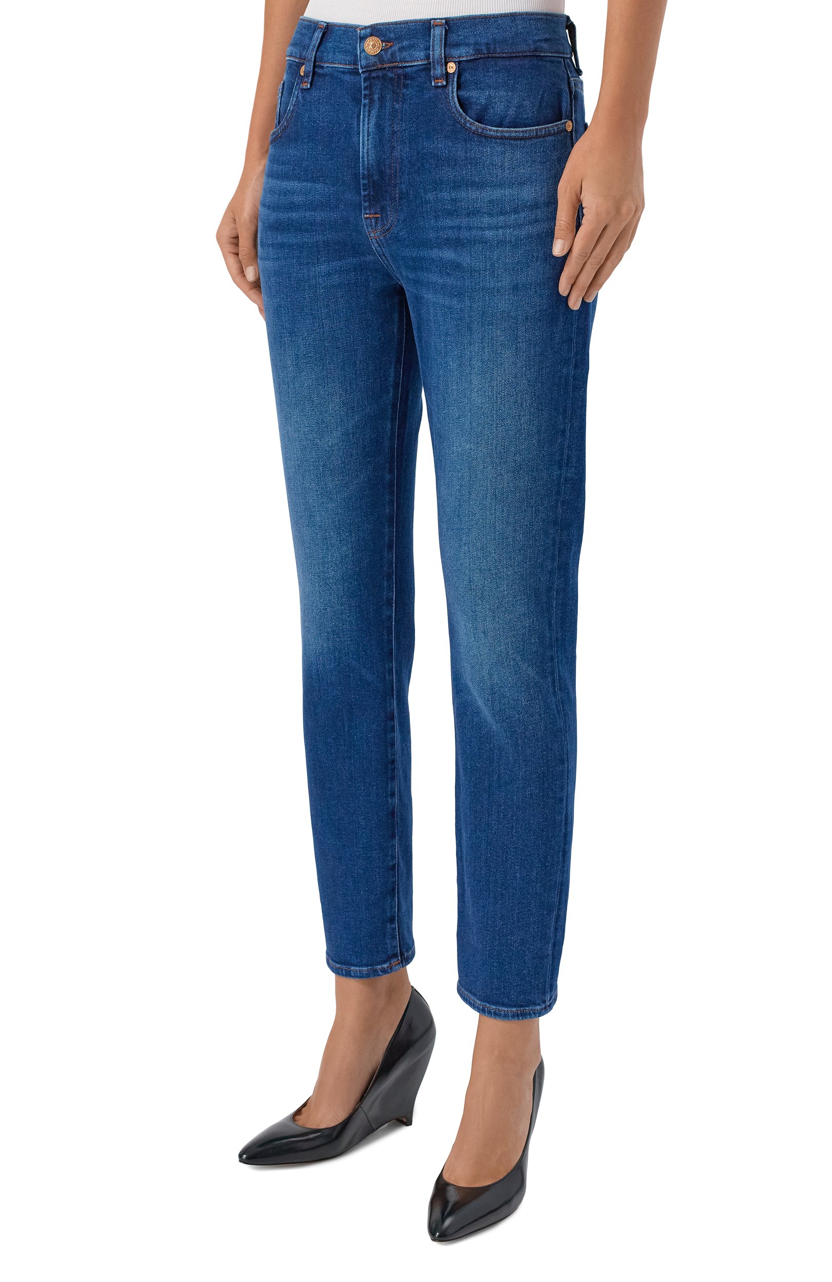 Джинсы relaxed skinny 7 FOR ALL MANKIND синего цвета по цене 31900 руб., арт. 7UC30G98-301, фото 3 Джинсы relaxed skinny 7 FOR ALL MANKIND, арт. 7UC30G98-301, фото 3