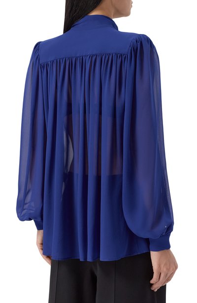 Шелковая блузка ELIE SAAB синего цвета по цене 199500 руб., арт. T0401/SI001, фото 4 Шелковая блузка ELIE SAAB, арт. T0401/SI001, фото 4