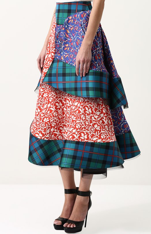 Юбка-миди асимметричного кроя Esteban Cortazar Разноцветный, фото 3