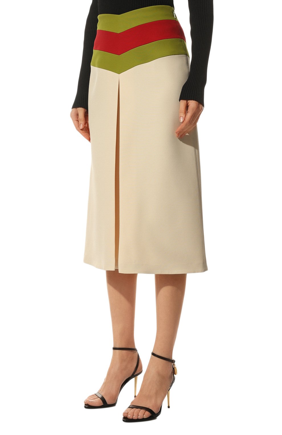 Юбка из шелка и шерсти GUCCI кремового цвета по цене 187200 руб., арт. 669707/ZAD88, фото 3 Юбка из шелка и шерсти GUCCI, арт. 669707/ZAD88, фото 3