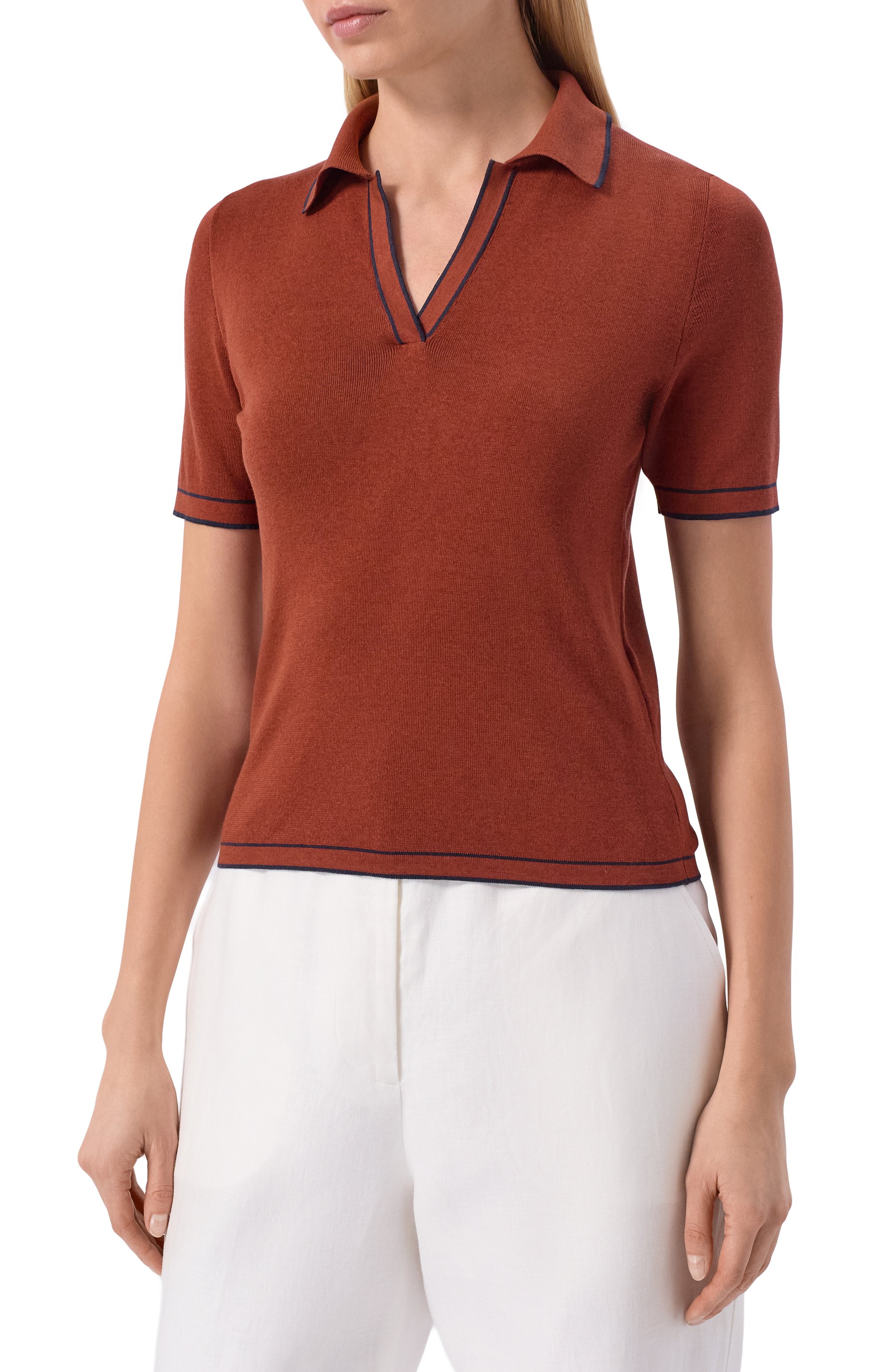 Поло из шелка и хлопка  MVST, арт. M26.2PW.K223-SS/Y201, фото 3