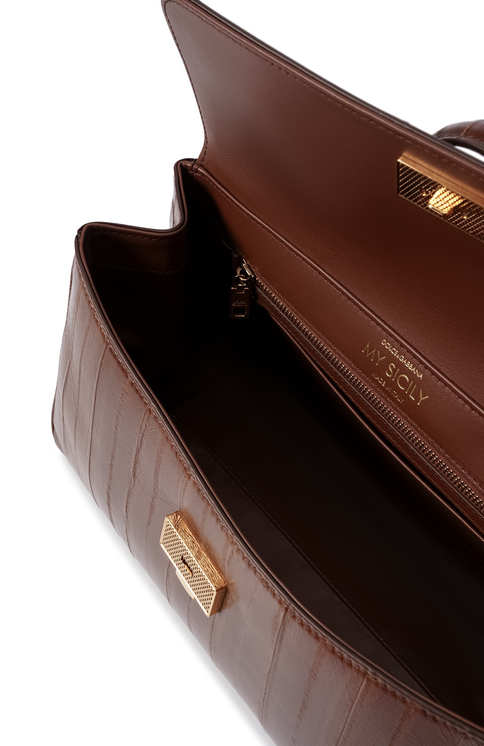 Сумка my sicily из кожи миксины DOLCE & GABBANA коричневого цвета по цене 478000 руб., арт. BB7782/B8291, фото 5 Сумка my sicily из кожи миксины DOLCE & GABBANA, арт. BB7782/B8291, фото 5