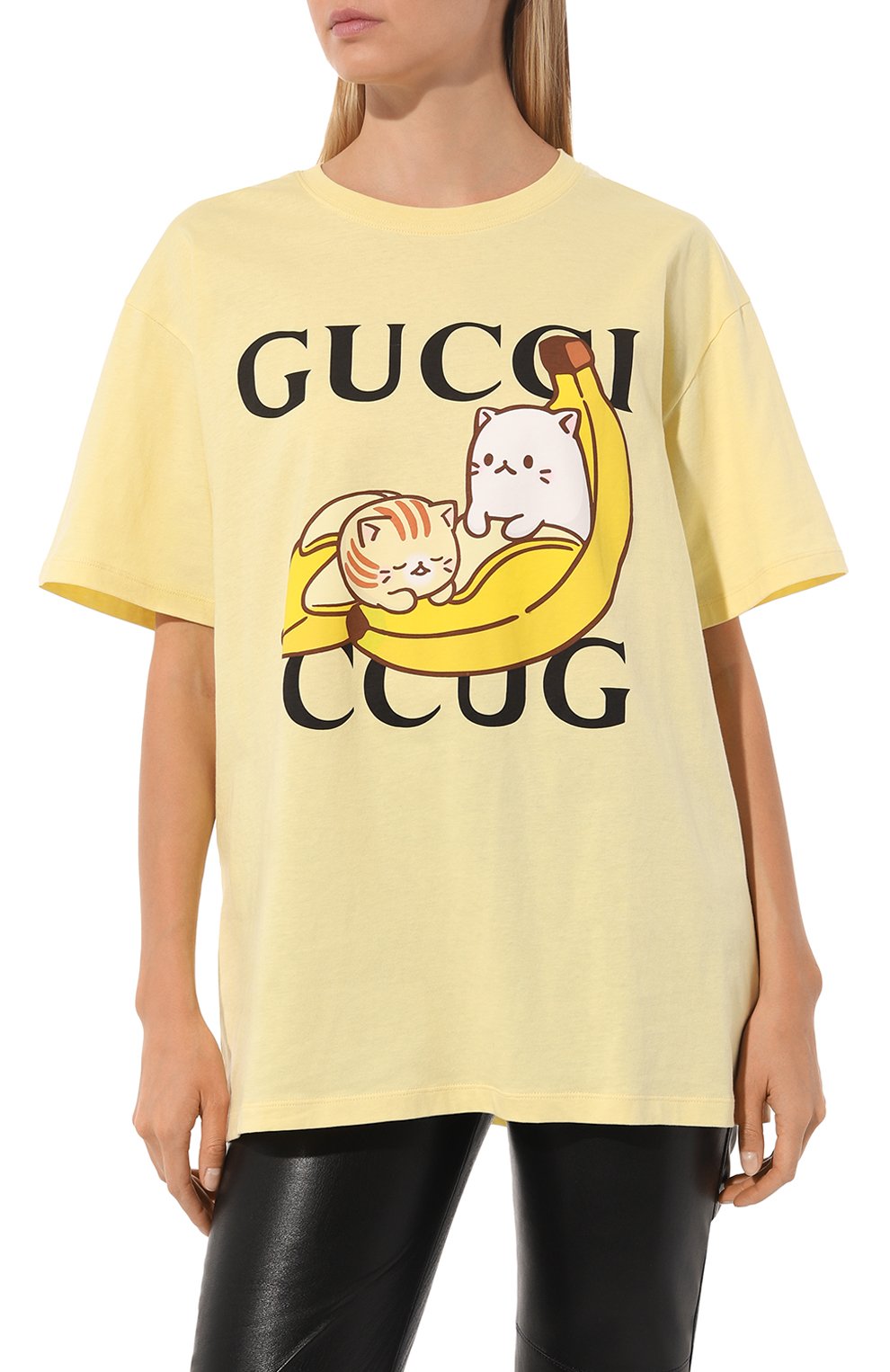 Хлопковая футболка GUCCI светло-желтого цвета по цене 64800 руб., арт. 615044 XJDGQ, фото 3 Хлопковая футболка GUCCI, арт. 615044 XJDGQ, фото 3