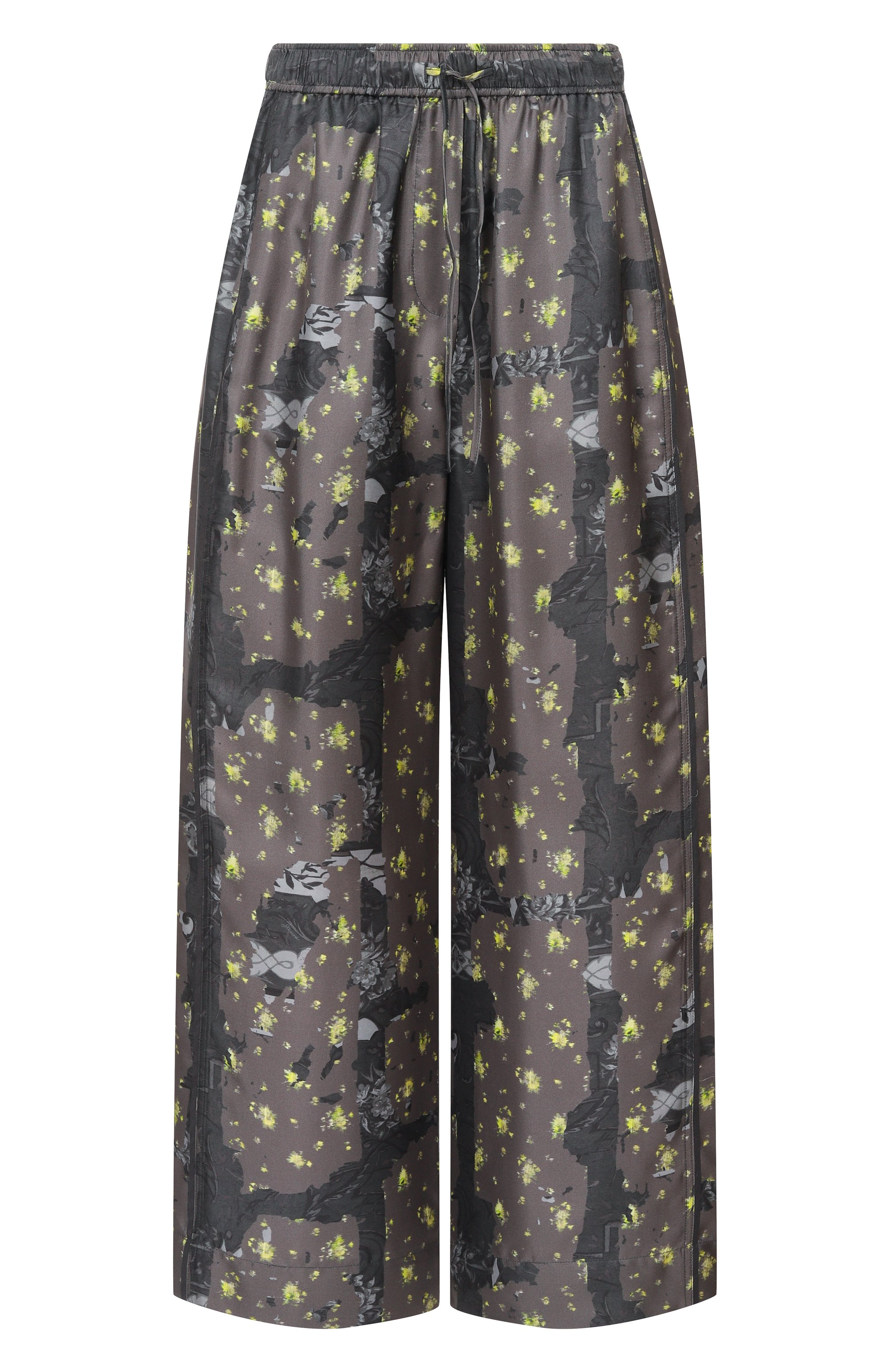 Шелковые брюки GANNI темно-серого цвета по цене 54300 руб., арт. A1080121, фото 1 Шелковые брюки GANNI, арт. A1080121, фото 1