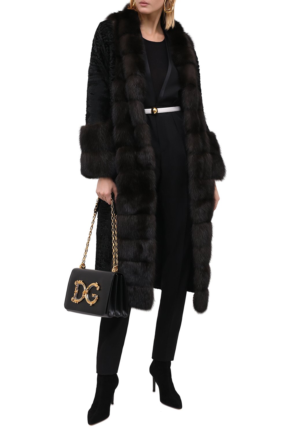 Шуба из меха соболя и каракульчи MANZONI24, арт. 20M854-PAZ/BLACK/EXTRADARK/38-46, фото 2