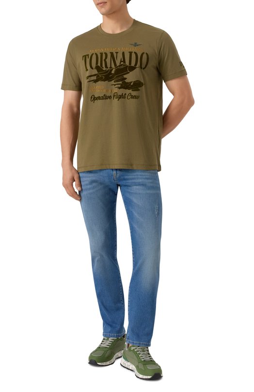 Хлопковая футболка Aeronautica Militare 251TS2405J641 Хаки  251TS2405J641 Фото 2