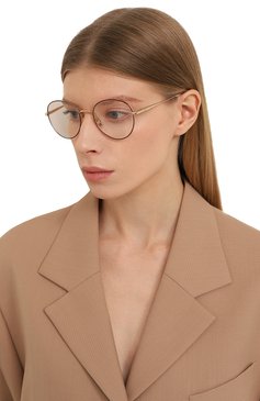 Женские оправа CHLOÉ золотого цвета, арт. CH0021 010 | Фото 2 (Тип очков: Оправа; Материал: Металл; Нос: Не проставлено; Региональные ограничения белый список (Axapta Mercury): Не проставлено; Оптика Гендер: оптика-женское; Очки форма: Круглые)