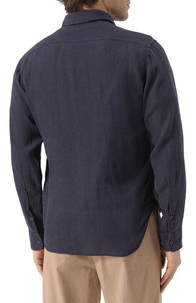 Льняная рубашка C.P. COMPANY темно-синего цвета по цене 31000 руб., арт. 18CMSH250A005415G, фото 4 Льняная рубашка C.P. COMPANY, арт. 18CMSH250A005415G, фото 4