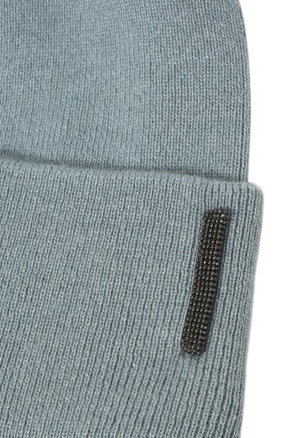 Кашемировая шапка BRUNELLO CUCINELLI голубого цвета по цене 21300 руб., арт. B12M14599B, фото 3 Кашемировая шапка BRUNELLO CUCINELLI, арт. B12M14599B, фото 3
