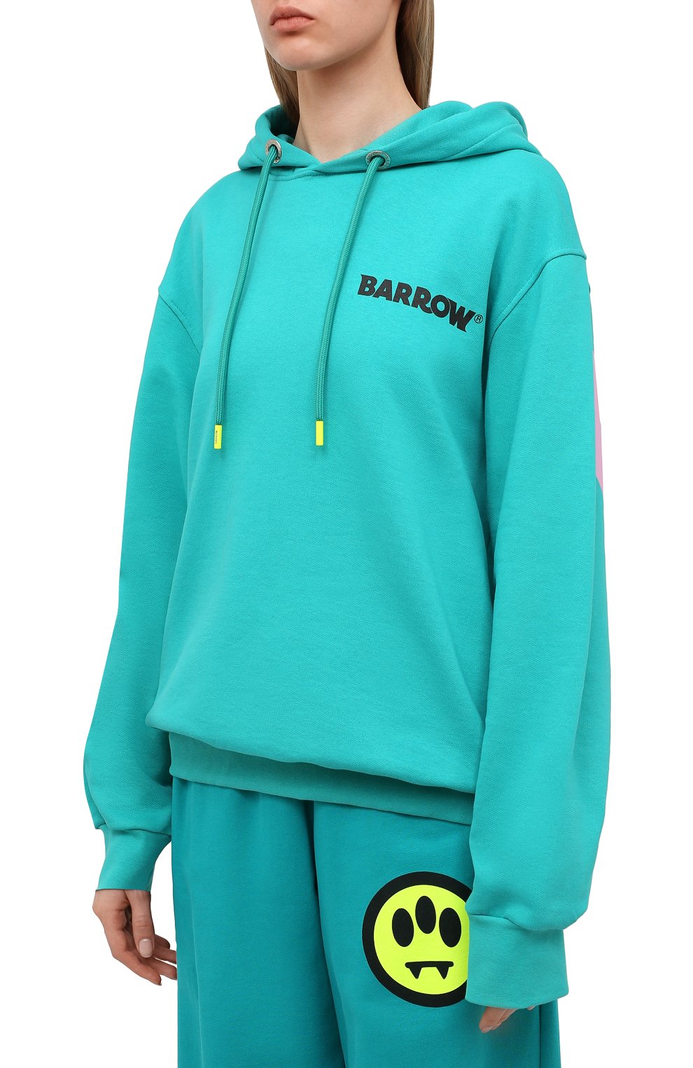 Хлопковое худи BARROW бирюзового цвета по цене 25500 руб., арт. 031301/W, фото 3 Хлопковое худи BARROW, арт. 031301/W, фото 3