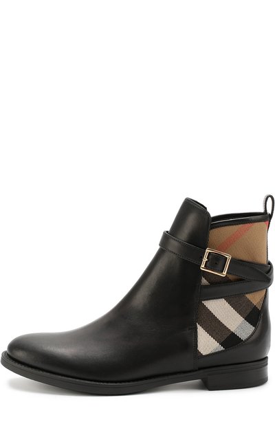 Кожаные челси с вставкой в клетку house check BURBERRY, арт. 3905881, фото 1