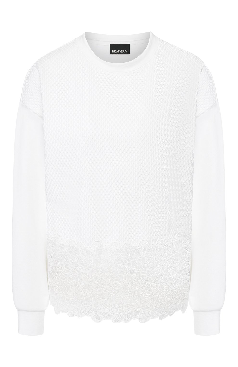 Хлопковый свитшот ERMANNO ERMANNO SCERVINO белого цвета по цене 15800 руб., арт. 46T FL08 FEL, фото 1 Хлопковый свитшот ERMANNO ERMANNO SCERVINO, арт. 46T FL08 FEL, фото 1