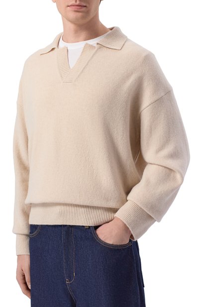 Шерстяной свитер BOSS светло-бежевого цвета по цене 34950 руб., арт. 50555110, фото 3 Шерстяной свитер BOSS, арт. 50555110, фото 3