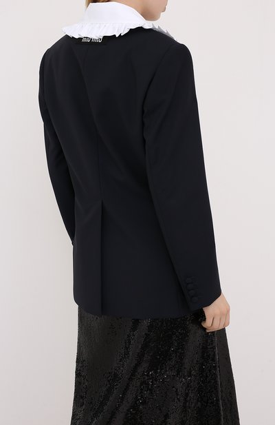 Шерстяной жакет MIU MIU синего цвета по цене 260000 руб., арт. MH1607-D39-F0008, фото 4 Шерстяной жакет MIU MIU, арт. MH1607-D39-F0008, фото 4