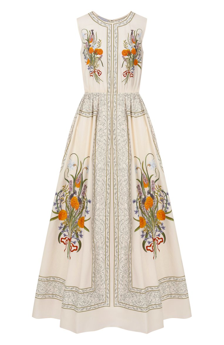 Женское хлопковое платье GIAMBATTISTA VALLI кремового цвета, арт. 25SSPVCA5028-57PRI | Фото 1 (Длина Ж (юбки, платья, шорты): Макси; Материал внешний: Хлопок; Женское Кросс-КТ: Платье-одежда; Случай: Коктейльный; Рукава: Без рукавов; Стили: Романтичный)