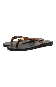 Женские комбинированные шлепанцы loewe x paula's ibiza LOEWE коричневого цвета, арт. L616465X09 | Фото 1 (Материал внутренний: Натуральная кожа; Каблук высота: Низкий; Подошва: Плоская; Драгоценные камни: Проставлено; Материал сплава: Проставлено; Материал внешний: Натуральная кожа)
