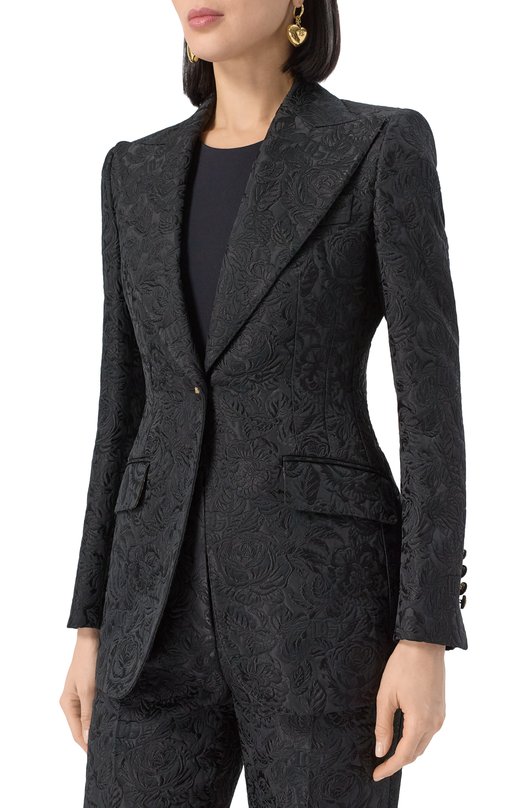 Жакет из хлопка и шелка Dolce & Gabbana F29UCT/GDCSS Чёрный  F29UCT/GDCSS Фото 3
