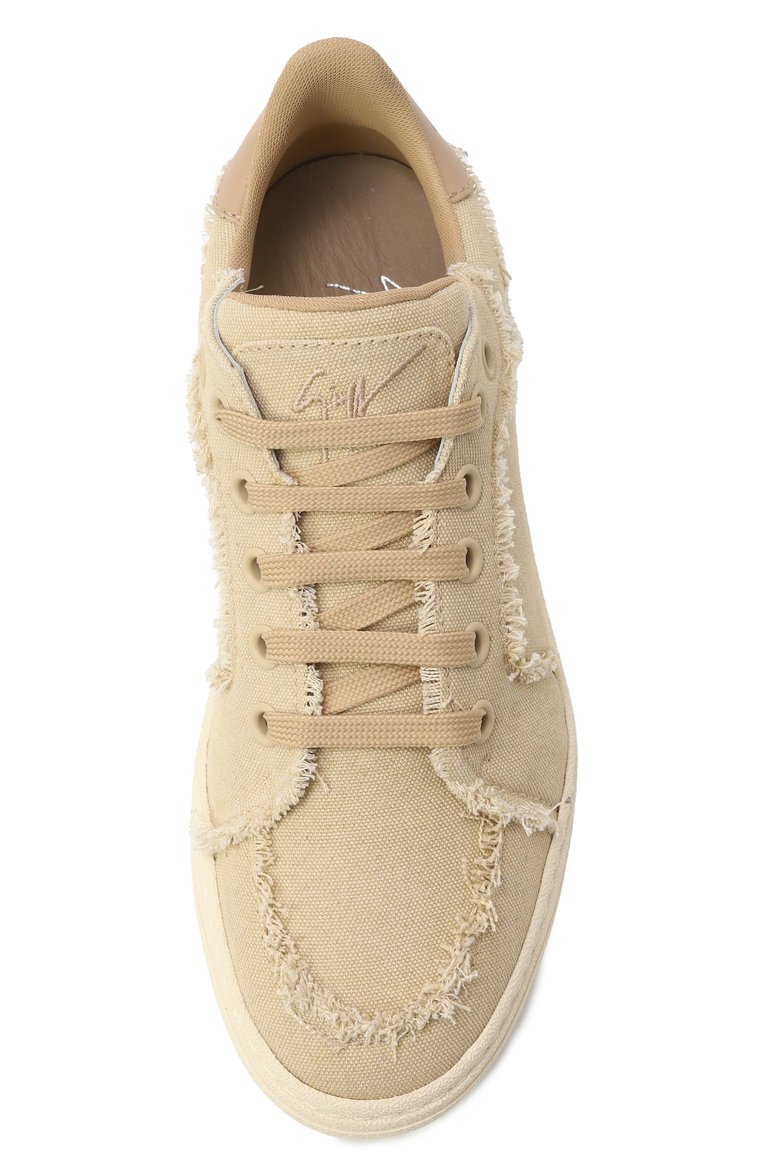 Женские текстильные кеды gz94 GIUSEPPE ZANOTTI DESIGN светло-бежевого цвета, арт. RS50001 | Фото 6 (Материал внутренний: Натуральная кожа, Текстиль; Подошва: Платформа; Материал внешний: Текстиль; Кросс-КТ: Низкие; Материал утеплителя: Без утеплителя; Стили: Кэжуэл; Автоматизация состава: Проставлено; Автоматизация ТО: Проставлено)