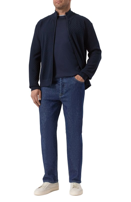 Футболка из шелка и хлопка Brunello Cucinelli MH8367427W Синий  MH8367427W Фото 2