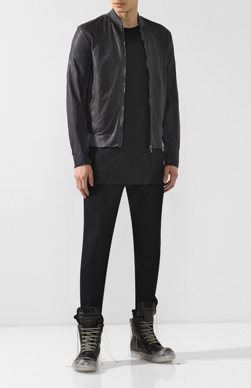 Высокие кожаные кеды RICK OWENS, арт. RU19S2884/LC0M12, фото 2