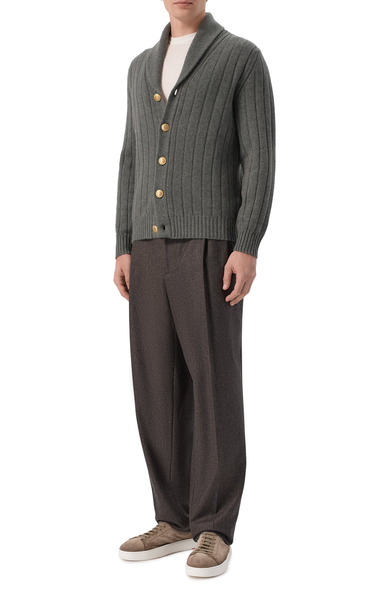 Кашемировый кардиган BRUNELLO CUCINELLI хаки цвета по цене 451000 руб., арт. M22506016, фото 2 Кашемировый кардиган BRUNELLO CUCINELLI, арт. M22506016, фото 2