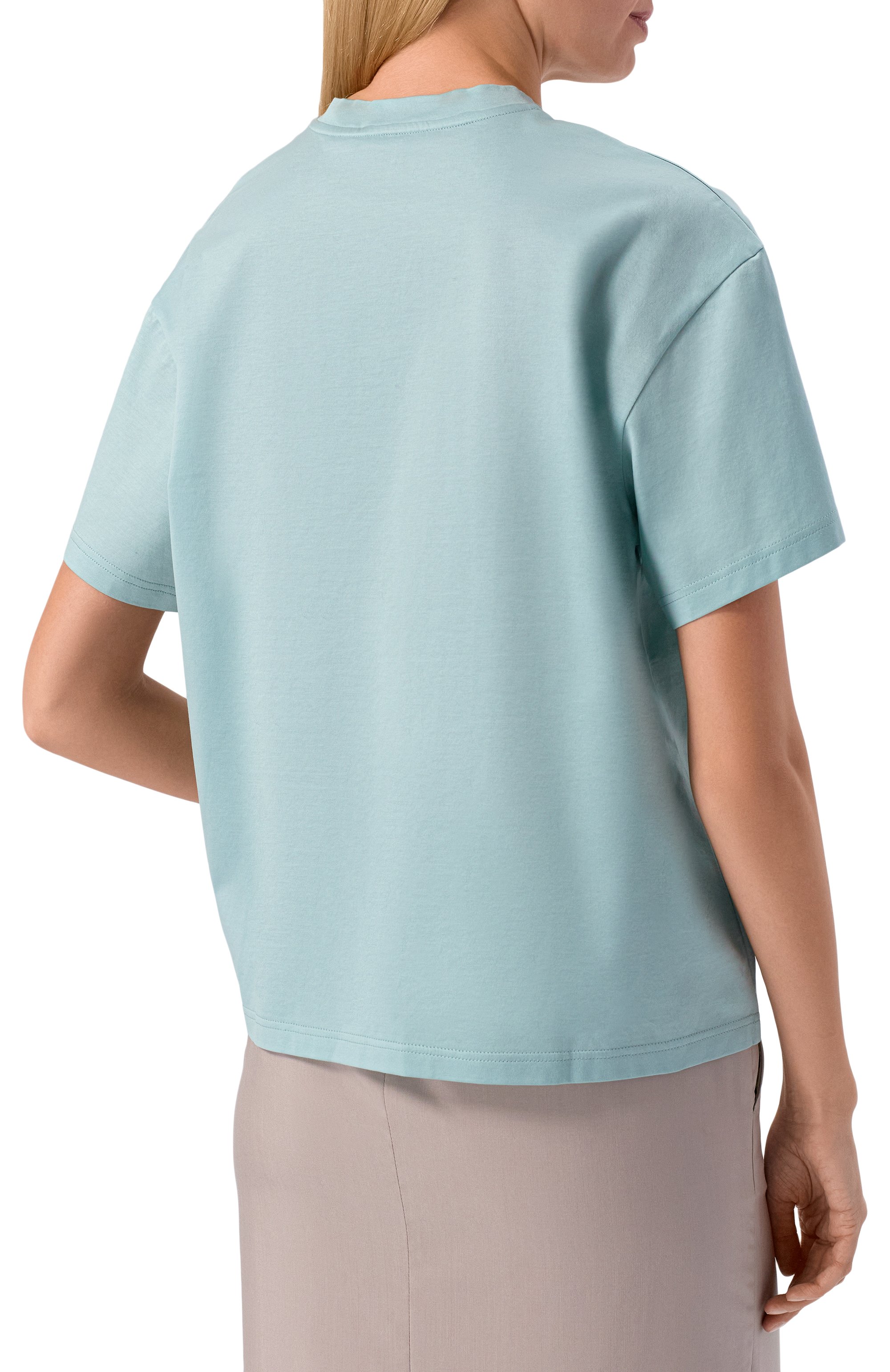 Хлопковая футболка MVST бирюзового цвета по цене 45500 руб., арт. M25.2MW.H401/GIZA87 48455 E/26, фото 4 Хлопковая футболка MVST, арт. M25.2MW.H401/GIZA87 48455 E/26, фото 4