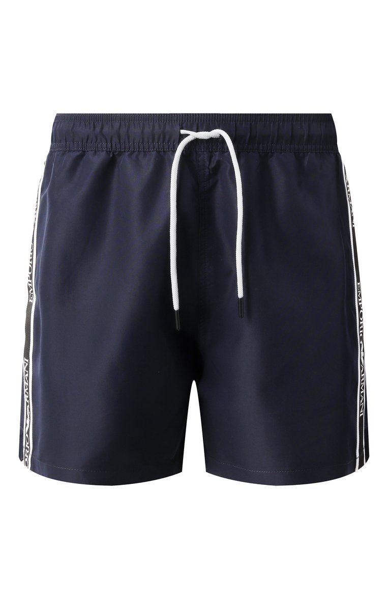 Мужские плавки-шорты EMPORIO ARMANI темно-синего цвета, арт. EM000583/AF12333 | Фото 1 (Нос: Не проставлено; Мужское Кросс-КТ: плавки-шорты; Принт: Без принта; Материал внешний: Синтетический материал)