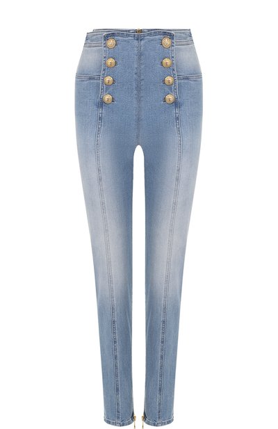 Женские джинсы прямого кроя с потертостями BALMAIN, арт. 125463/136K