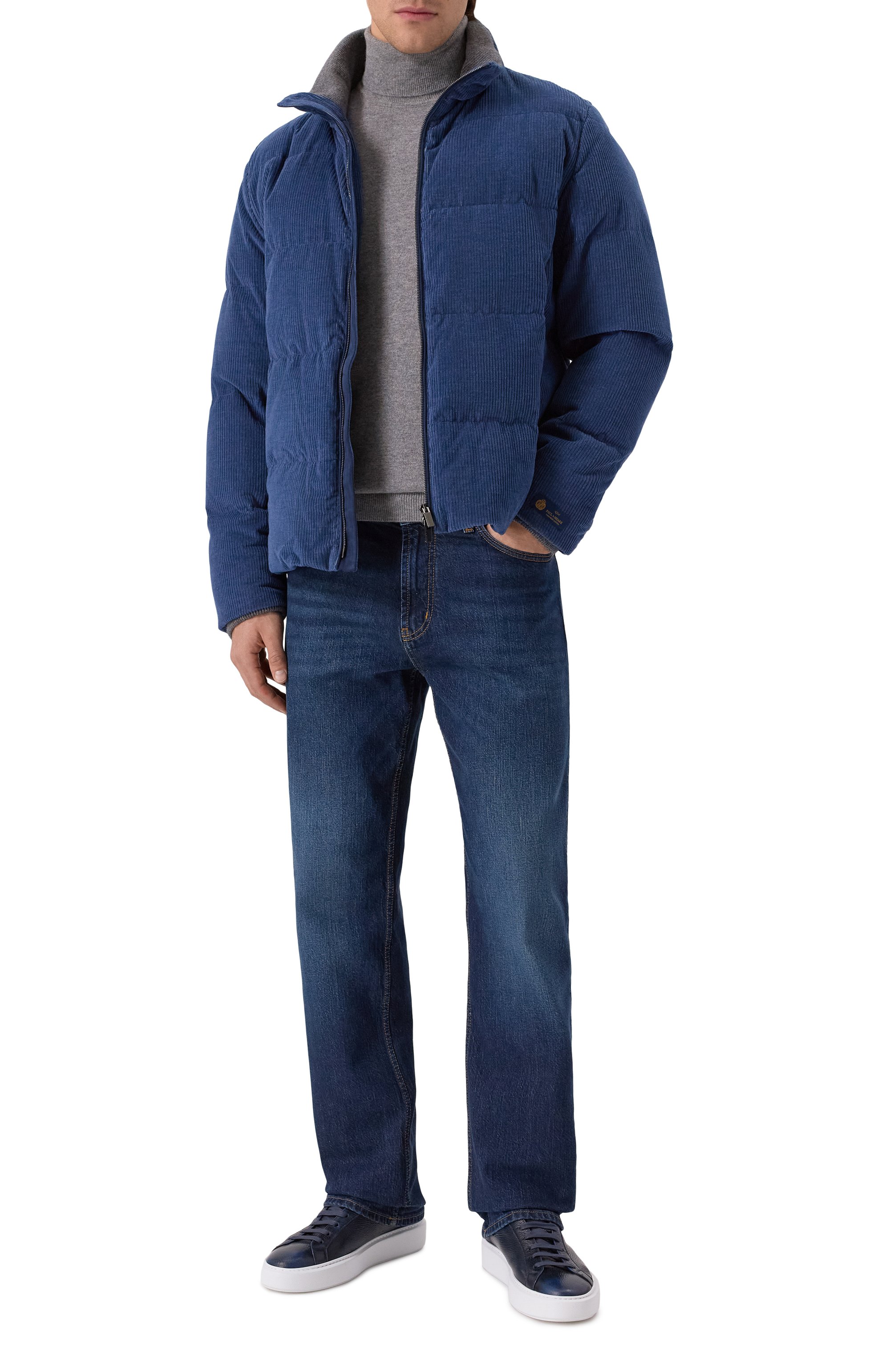 Вельветовый пуховик PAUL&SHARK синего цвета по цене 177000 руб., арт. 15312710, фото 2 Вельветовый пуховик PAUL&SHARK, арт. 15312710, фото 2