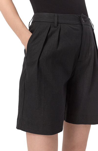 Шорты изо льна и вискозы HINNOMINATE черного цвета по цене 15250 руб., арт. HMABW01856, фото 5 Шорты изо льна и вискозы HINNOMINATE, арт. HMABW01856, фото 5