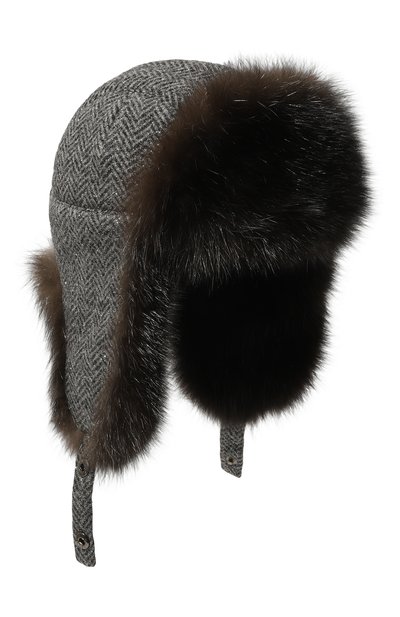 Утепленная шапка-ушанка с отделкой из соболя BLACK SABLE, арт. BS-005F6/SH, фото 1