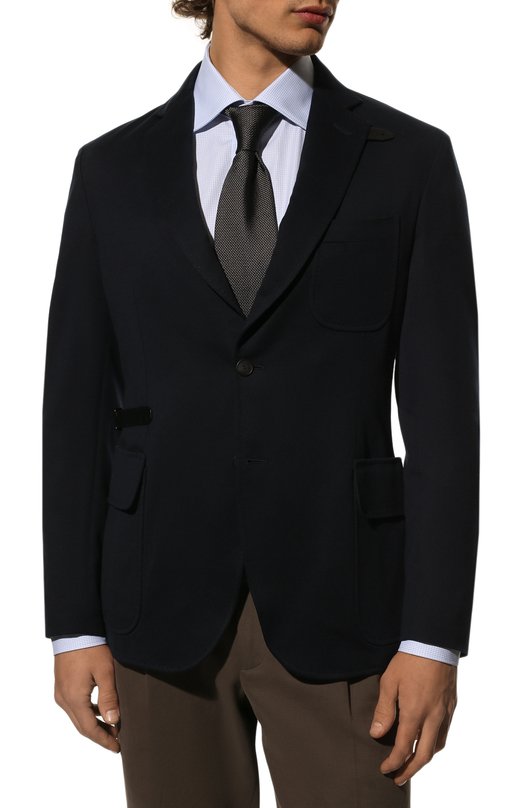 Пиджак из шелка и хлопка Brioni UJIG0L/P1628 Синий  UJIG0L/P1628 Фото 3