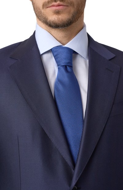 Галстук из шелка и хлопка KITON синего цвета по цене 36050 руб., арт. UCRVKLC03L2101, фото 2 Галстук из шелка и хлопка KITON, арт. UCRVKLC03L2101, фото 2