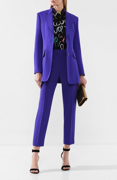 Шерстяные брюки EMILIO PUCCI фиолетового цвета по цене 64950 руб., арт. 9RRT51/9R605, фото 2 Шерстяные брюки EMILIO PUCCI, арт. 9RRT51/9R605, фото 2