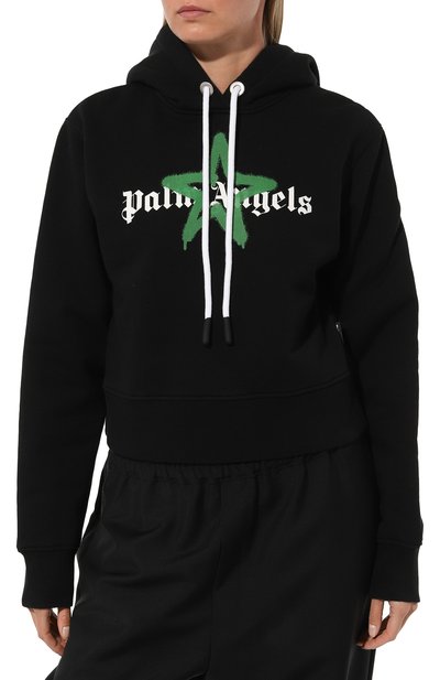 Хлопковое худи PALM ANGELS черного цвета по цене 57350 руб., арт. PWBB022C99FLE0031055, фото 3 Хлопковое худи PALM ANGELS, арт. PWBB022C99FLE0031055, фото 3