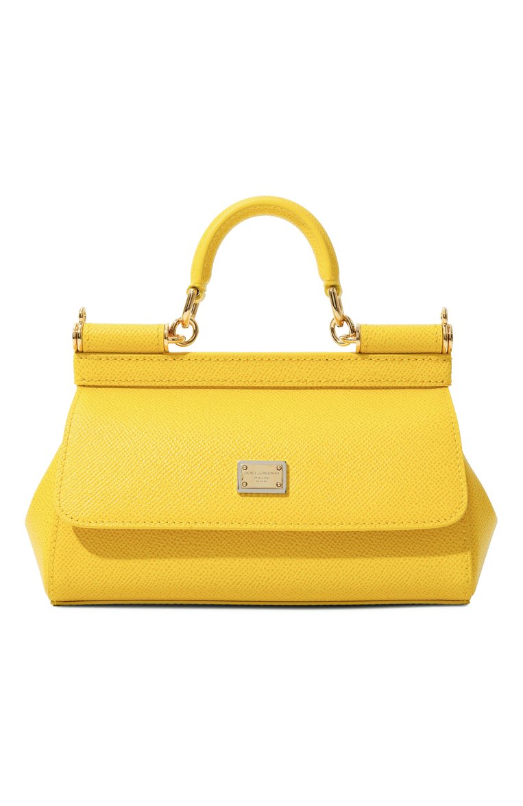 Женская сумка sicily small DOLCE & GABBANA желт�ого цвета, арт. BB9116_BE9116/A1001_1 | Фото 1 (Размер: small; Ремень/цепочка: На ремешке; Материал: Натуральная кожа)