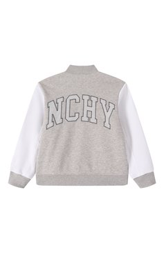 Детский хлопковый бомбер GIVENCHY серого цвета, арт. H30702 | Фото 2 (Драгоценные камни: Проставлено; Рукава: Длинные; Материал подклада: Хлопок; Материал сплава: Проставлено; Мальчики Кросс-КТ: Толстовка-одежда; Кросс-КТ: бомбер; Матер�иал внешний: Хлопок; Ростовка одежда: 5 лет | 110 см, 7 лет | 122 см, 12 лет | 152 см, 9 лет | 134 см, 13 - 15 лет | 158 см)