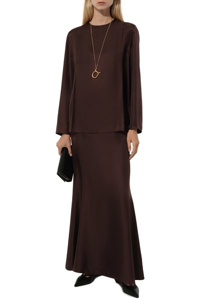 Шелковая юбка LOULOU DE SAISON темно-коричневого цвета по цене 54150 руб., арт. DALUPIRI, фото 2 Шелковая юбка LOULOU DE SAISON, арт. DALUPIRI, фото 2