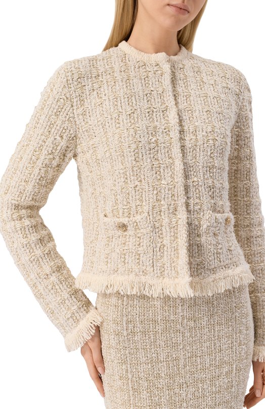 Жакет из хлопка и вискозы Twinset 251TP3571 Бежевый  251TP3571 Фото 5